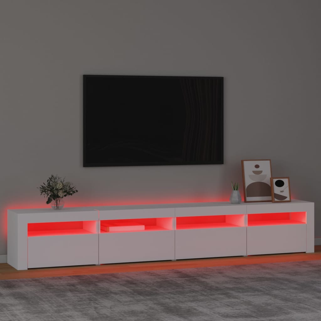 TV ormarić s LED svjetlima bijeli 240x35x40 cm