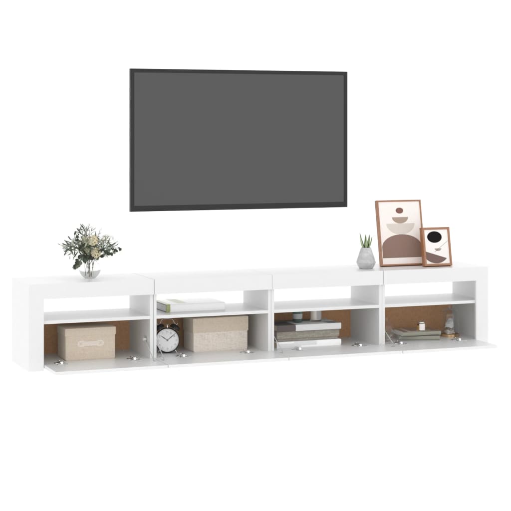 TV ormarić s LED svjetlima bijeli 240x35x40 cm