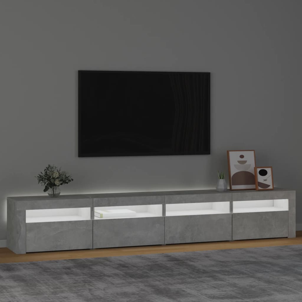 TV ormarić s LED svjetlima siva boja betona 240x35x40 cm