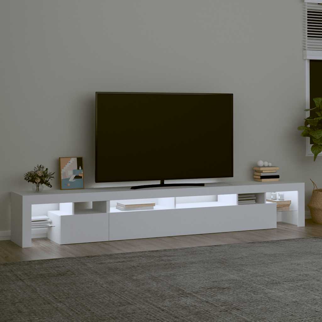 TV ormarić s LED svjetlima bijeli 260 x 36,5 x 40 cm