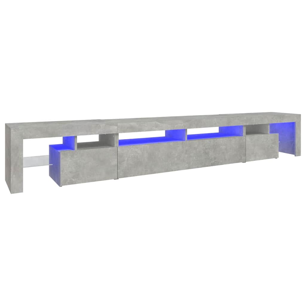 TV ormarić s LED svjetlima siva boja betona 260x36,5x40 cm
