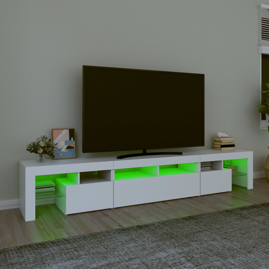 TV ormarić s LED svjetlima bijeli 230x36,5x40 cm