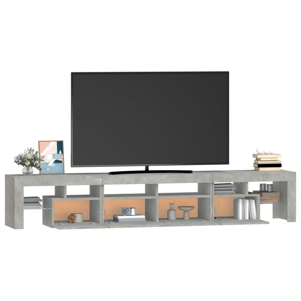TV ormarić s LED svjetlima siva boja betona 230x36,5x40 cm