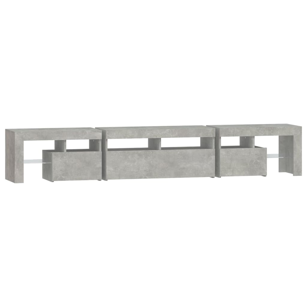TV ormarić s LED svjetlima siva boja betona 230x36,5x40 cm