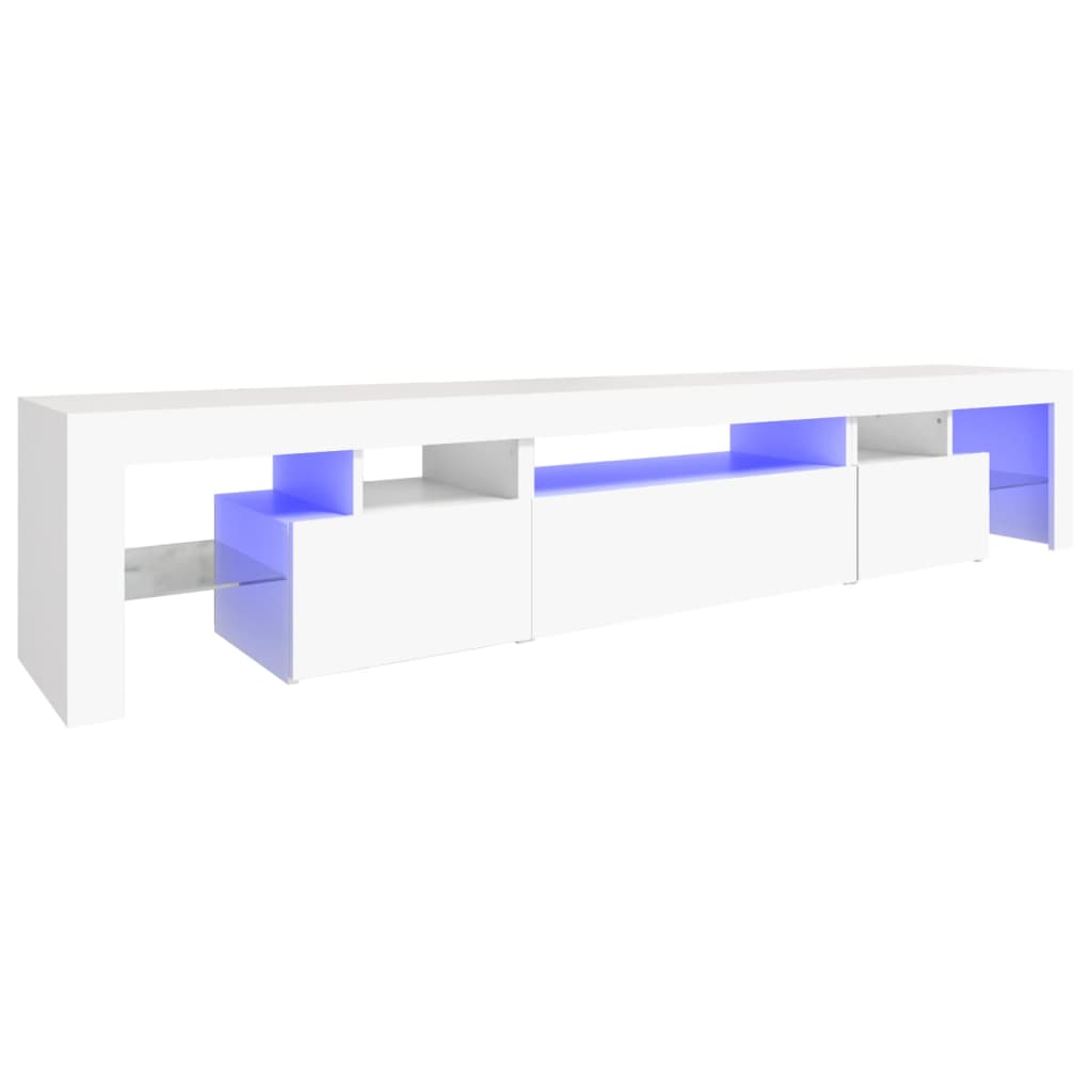 TV ormarić s LED svjetlima bijeli 215x36,5x40 cm