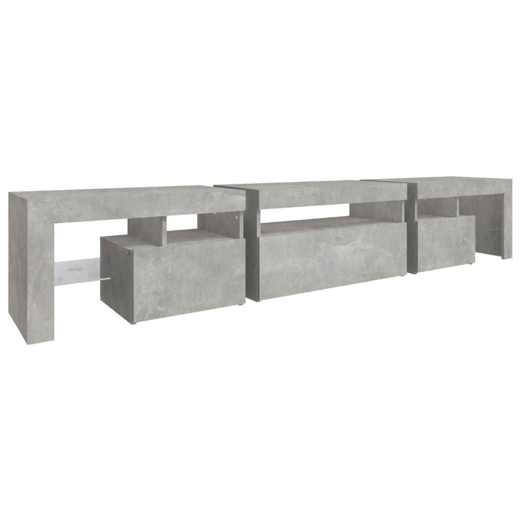 TV ormarić s LED svjetlima siva boja betona 215x36,5x40 cm