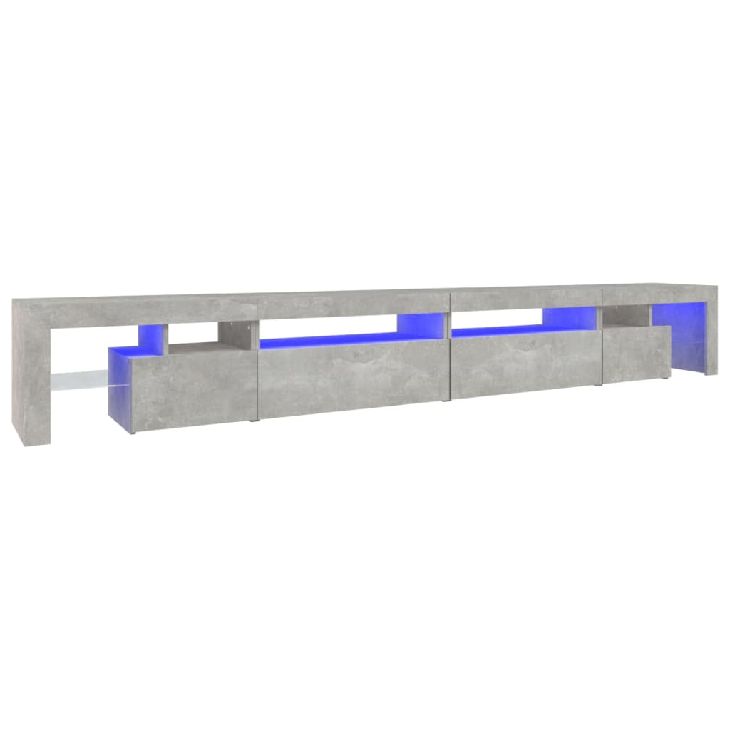 TV ormarić s LED svjetlima siva boja betona 290x36,5x40 cm