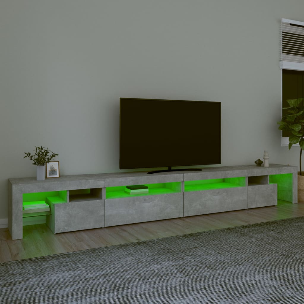 TV ormarić s LED svjetlima siva boja betona 290x36,5x40 cm