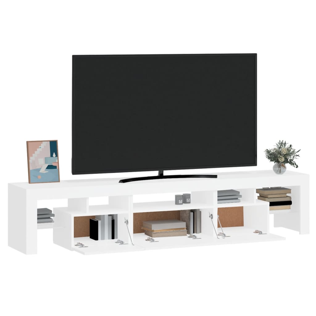 TV ormarić s LED svjetlima bijeli 200x36,5x40 cm