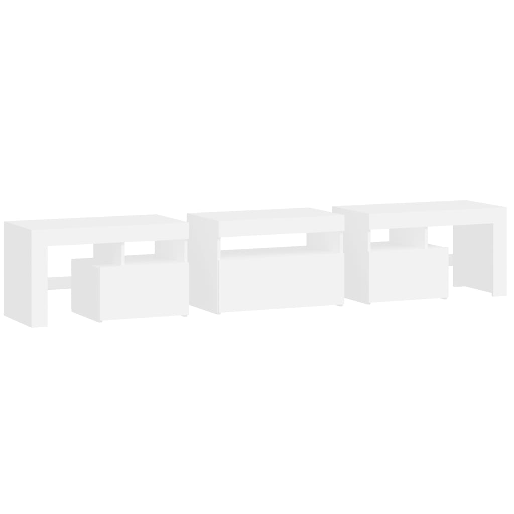 TV ormarić s LED svjetlima bijeli 200x36,5x40 cm
