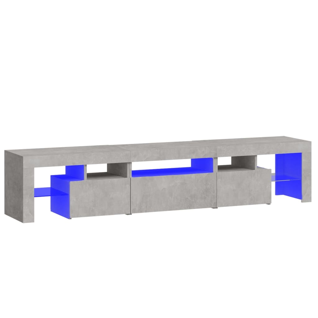 TV ormarić s LED svjetlima siva boja betona 200x36,5x40 cm