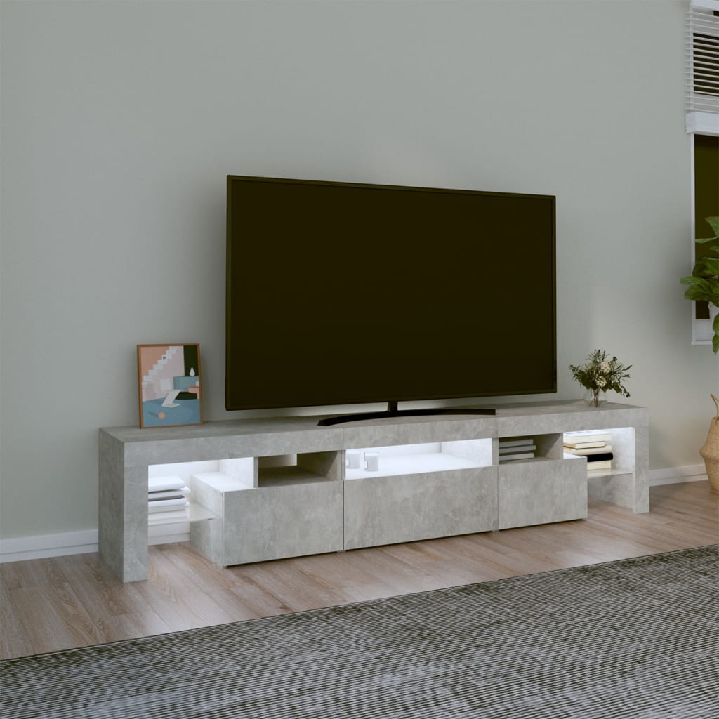 TV ormarić s LED svjetlima siva boja betona 200x36,5x40 cm