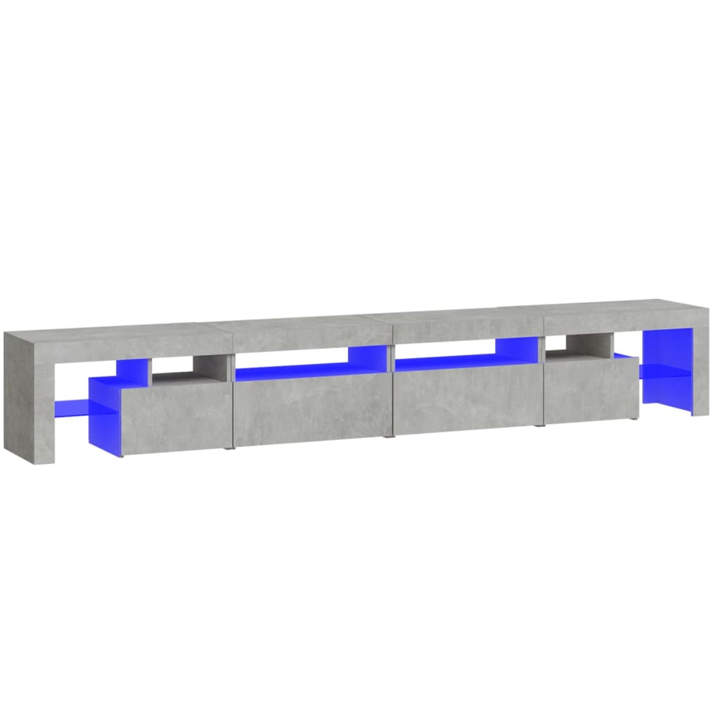 TV ormarić s LED svjetlima siva boja betona 260x36,5x40 cm