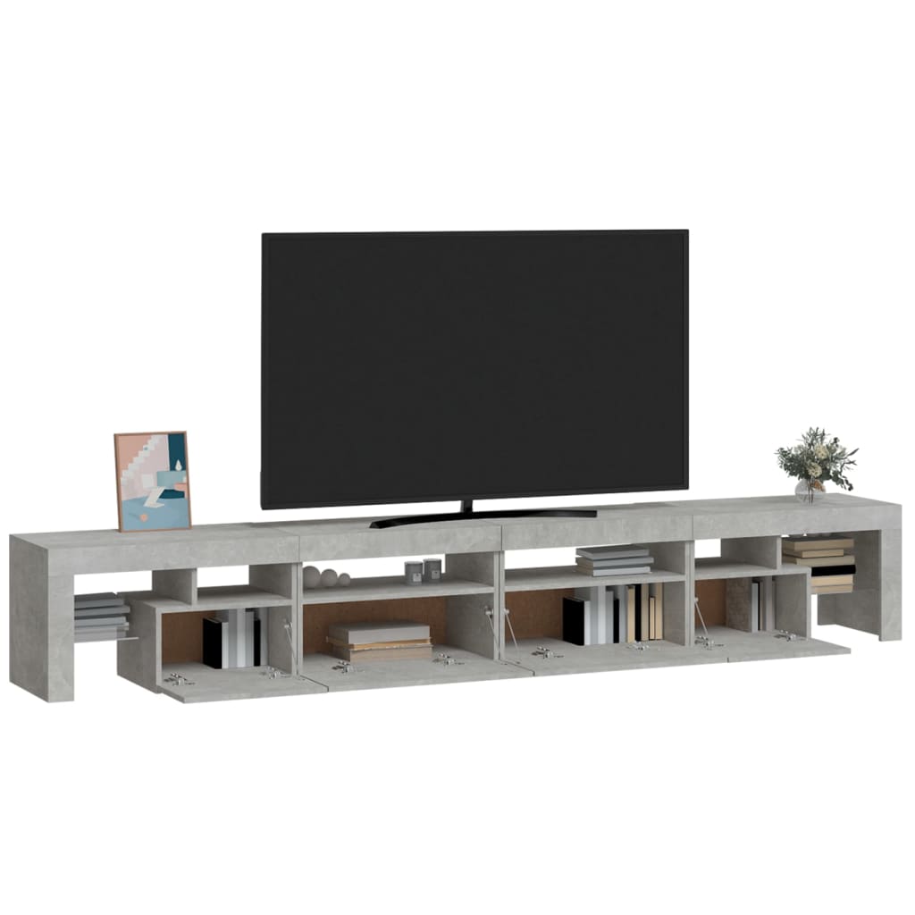 TV ormarić s LED svjetlima siva boja betona 260x36,5x40 cm