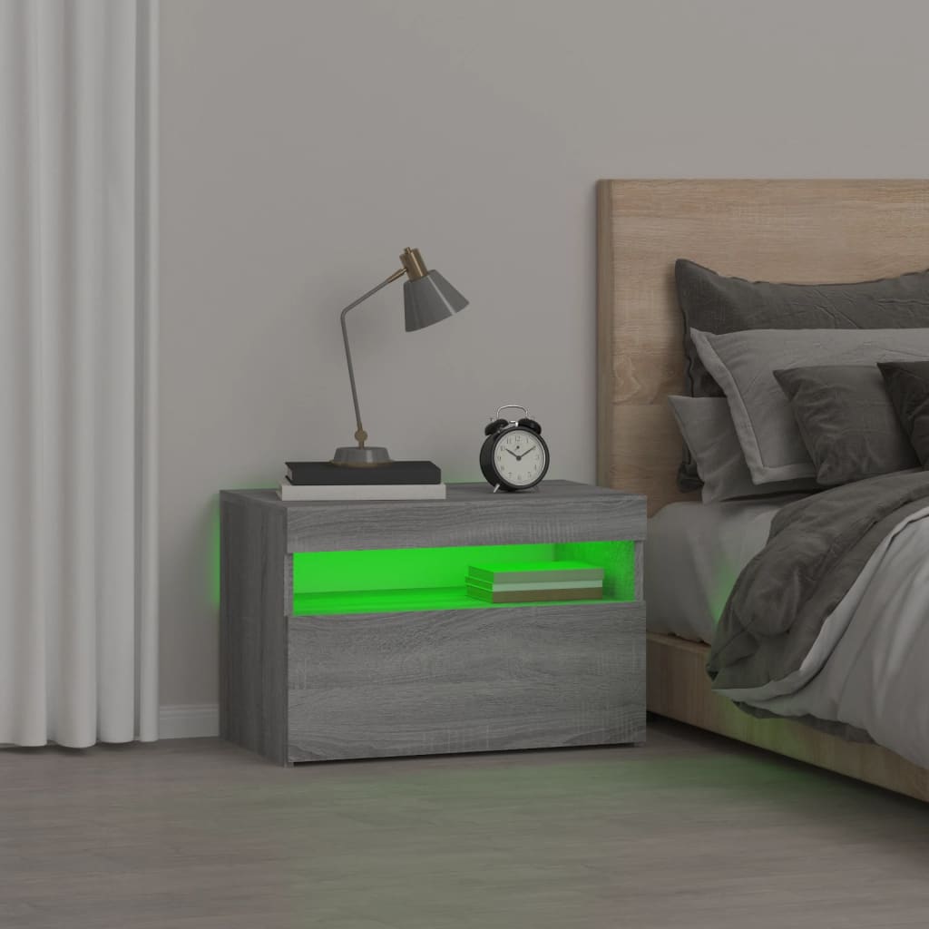 Noćni ormarić s LED svjetlima boja hrasta sonome 60x35x40 cm