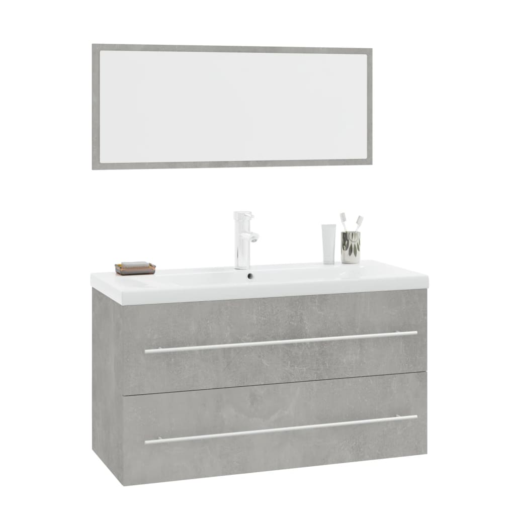 3-dijelni set kupaonskog namještaja siva boja betona