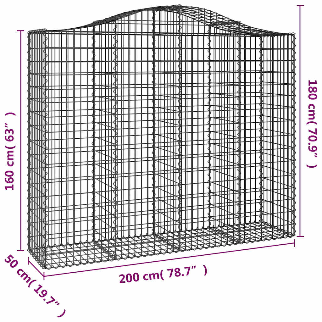 Gabionska košara s lukom 200x50x160/180 cm pocinčano željezo