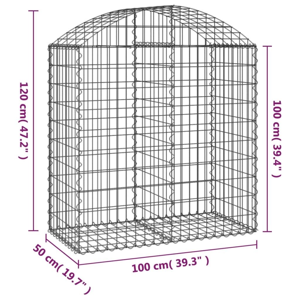 Gabionska košara s lukom 100x50x100/120 cm pocinčano željezo