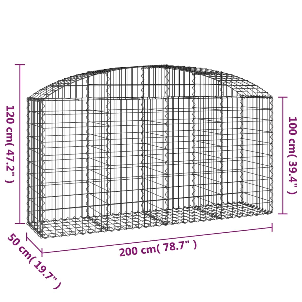 Gabionska košara s lukom 200x50x100/120 cm pocinčano željezo