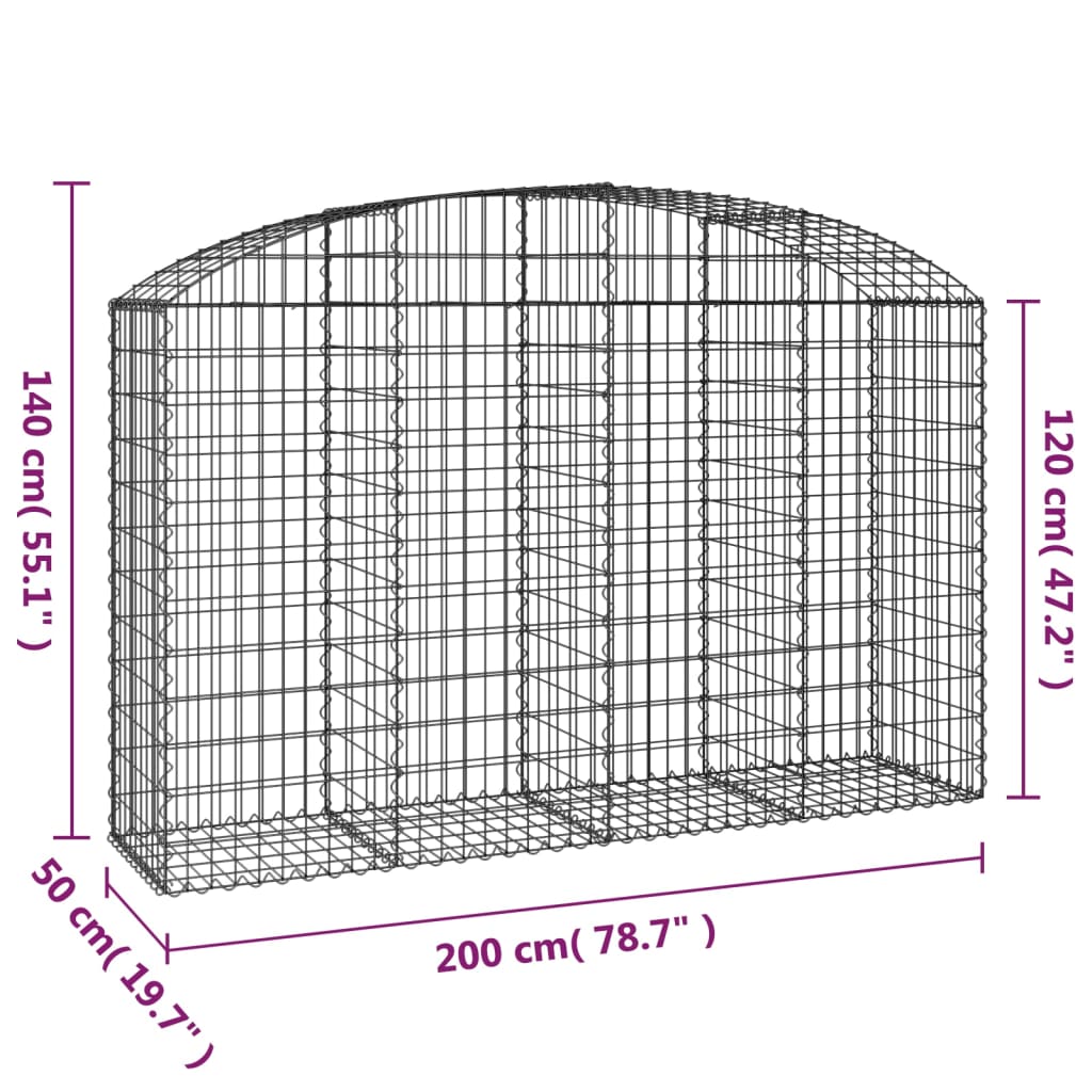 Gabionska košara s lukom 200x50x120/140 cm pocinčano željezo