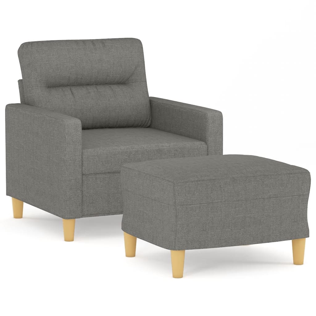 Fotelja s tabureom tamnosiva 60 cm od tkanine