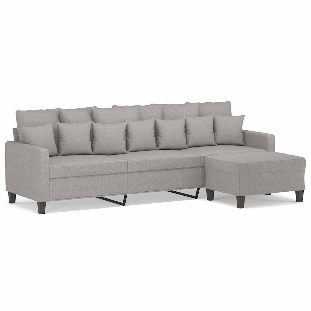 Trosjed s tabureom svjetlosivi 210 cm od tkanine