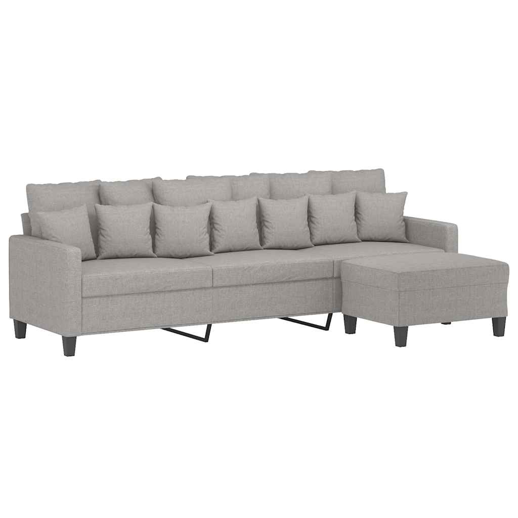 Trosjed s tabureom svjetlosivi 210 cm od tkanine