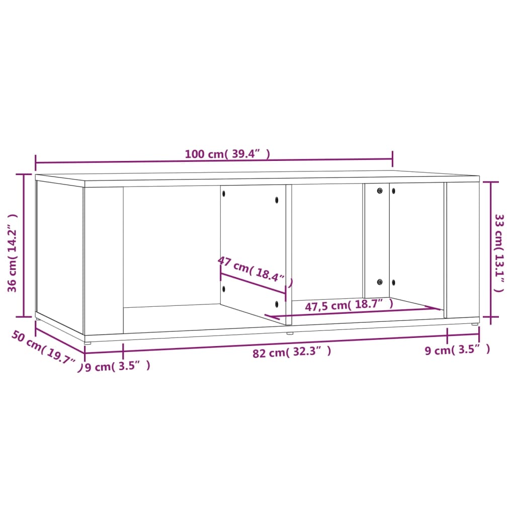 Stolić za kavu boja hrasta 100 x 50 x 36 cm konstruirano drvo