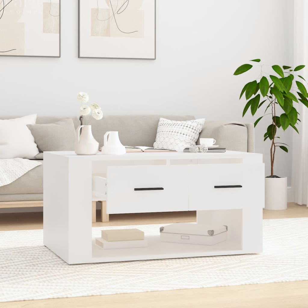 Stolić za kavu bijeli 80 x 50 x 40 cm od konstruiranog drva