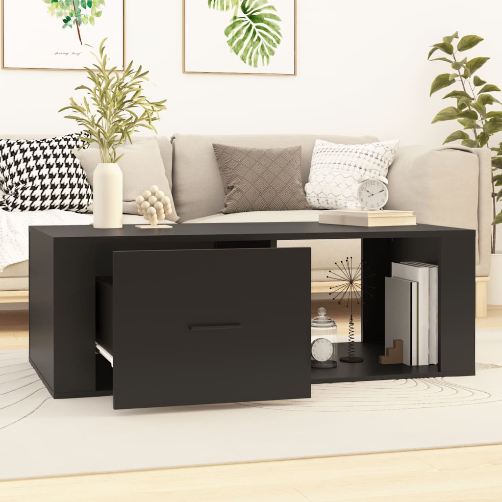 Stolić za kavu crni 100 x 50,5 x 35 cm od konstruiranog drva