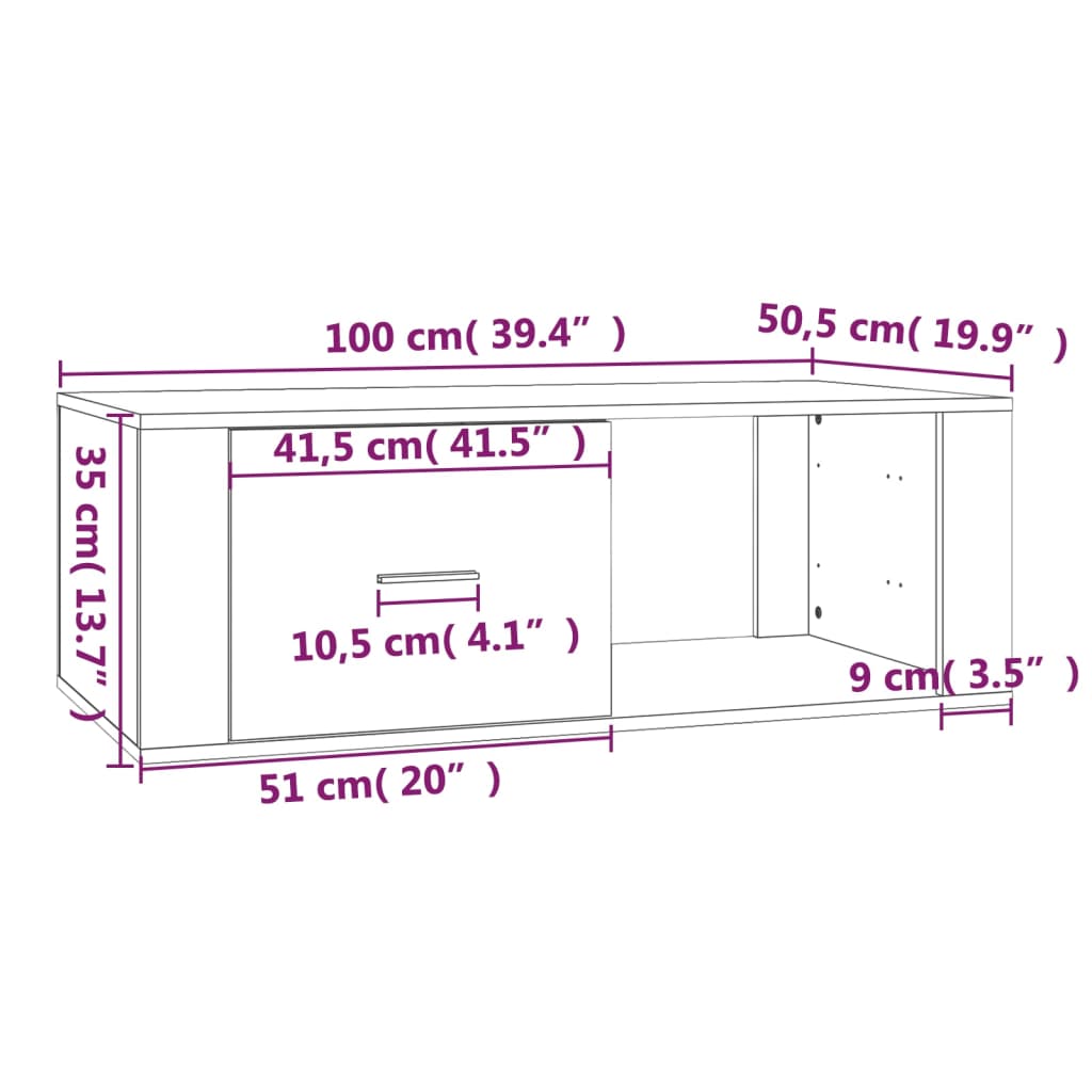 Stolić za kavu crni 100 x 50,5 x 35 cm od konstruiranog drva
