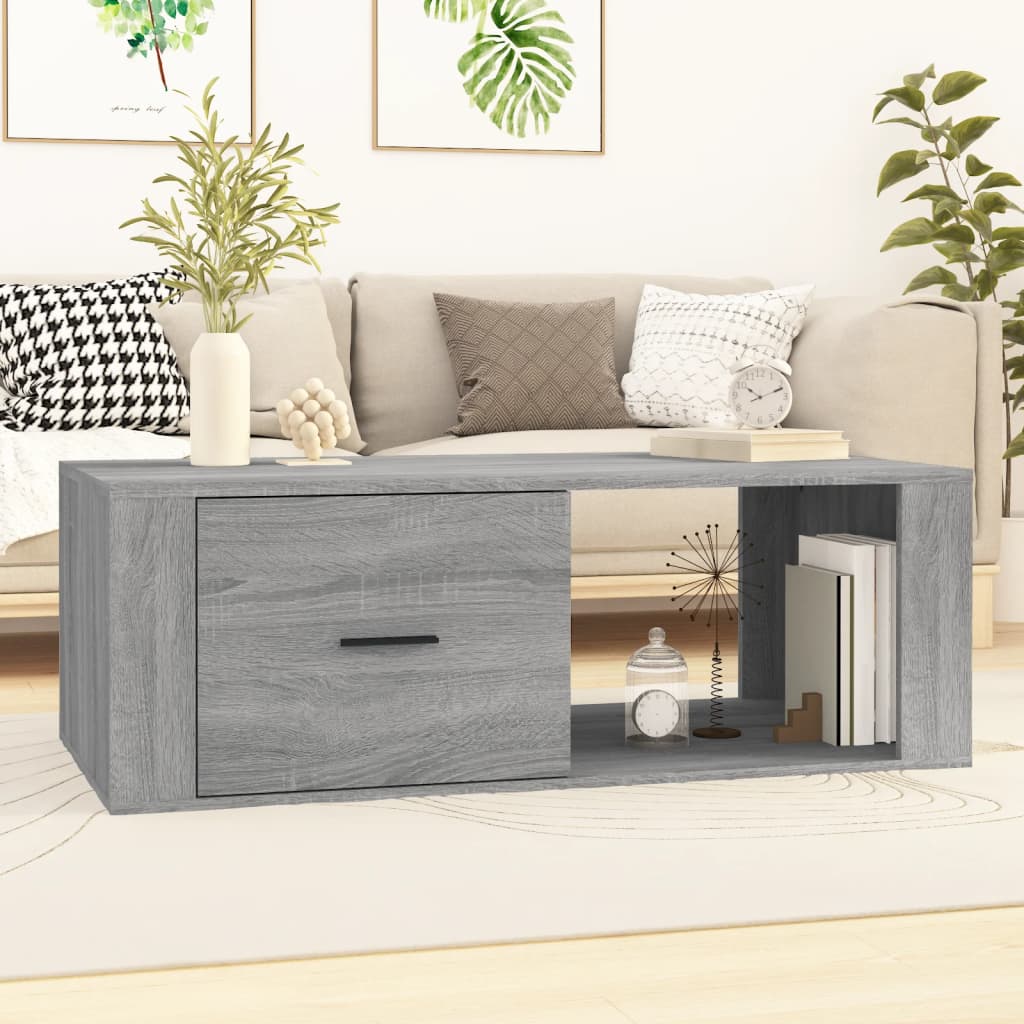 Stolić za kavu sivog hrasta 100x50,5x35 cm konstruirano drvo
