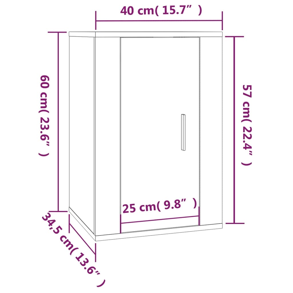 Zidni TV ormarići 2 kom bijeli 40x34,5x60 cm