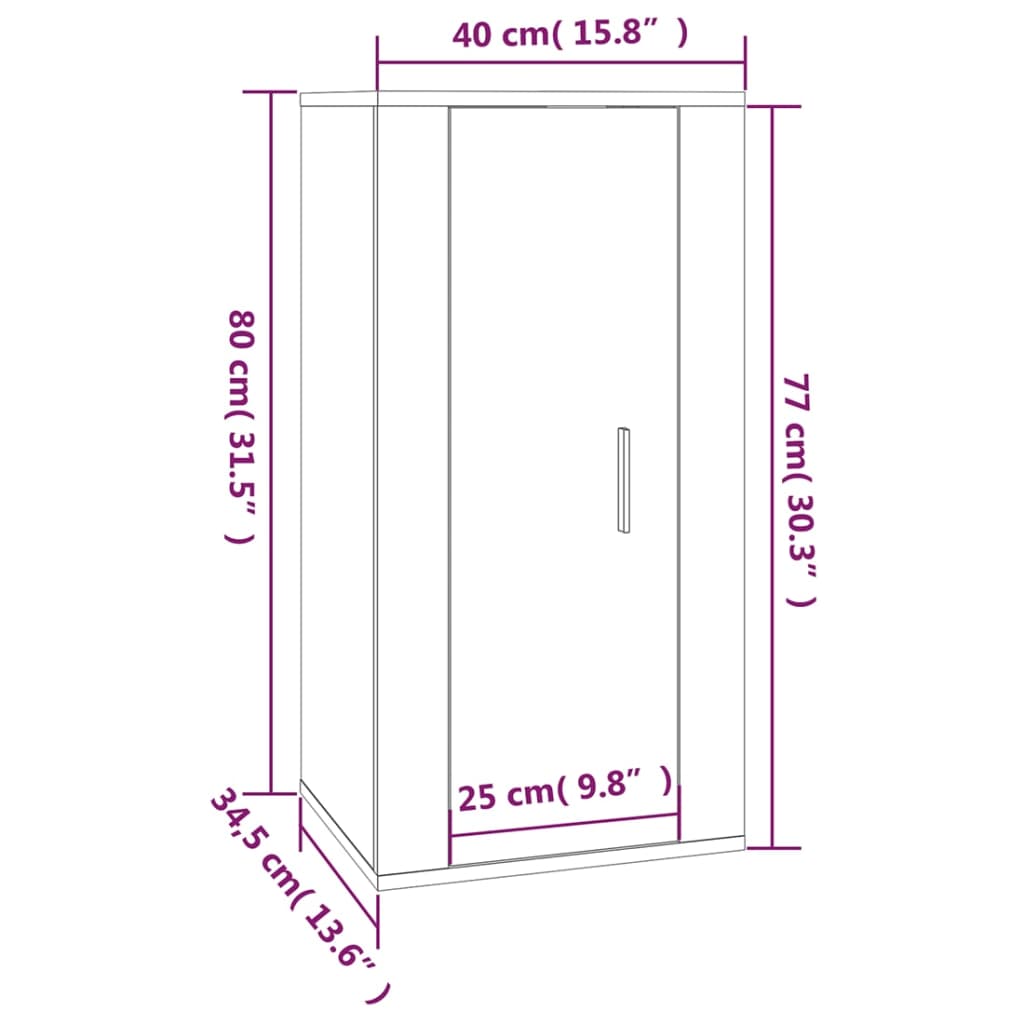 Zidni TV ormarić crna 40x34,5x80 cm
