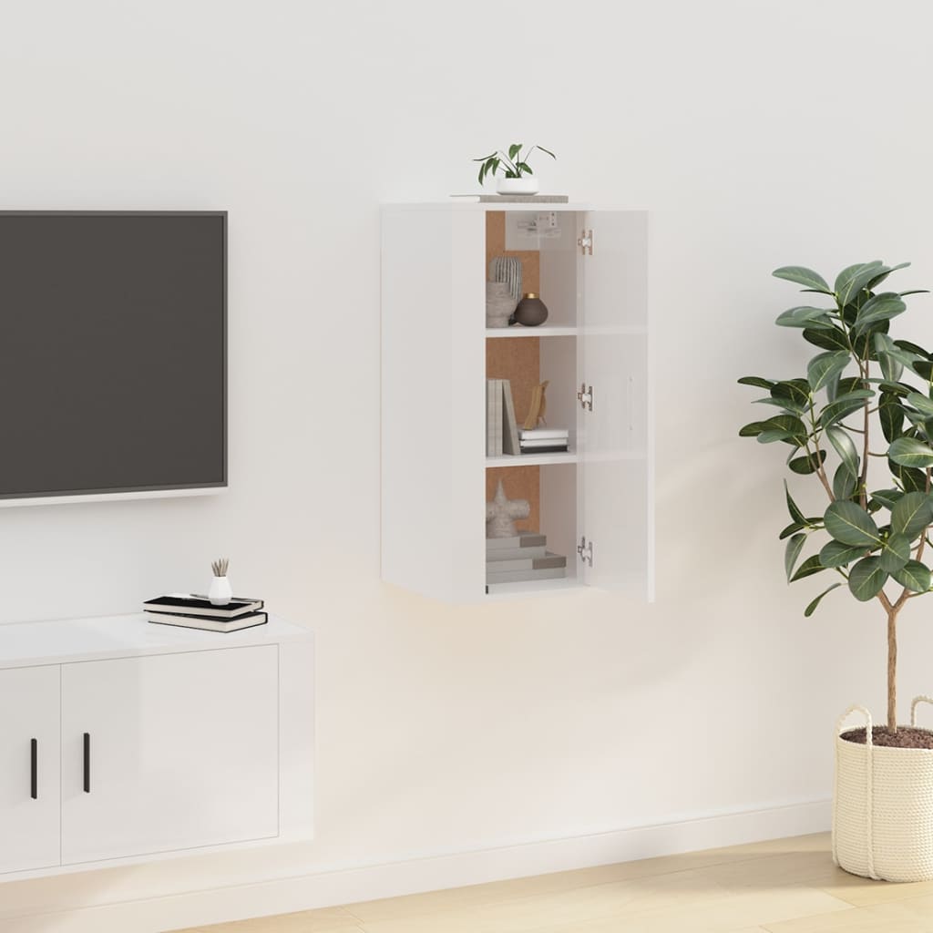 Zidni TV ormarić bijela visokog sjaja 40x34,5x80 cm