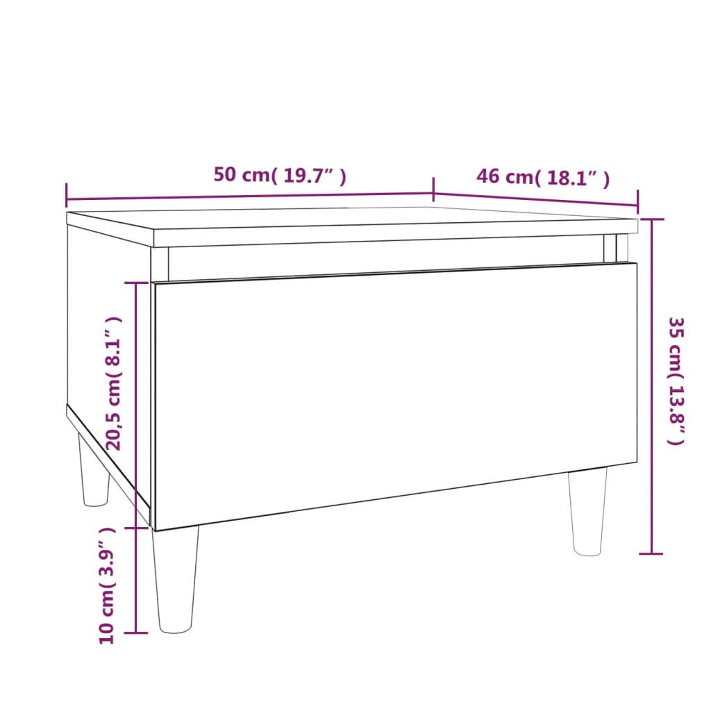 Bočni stolići 2 kom sjajni bijeli 50x46x35 cm konstruirano drvo