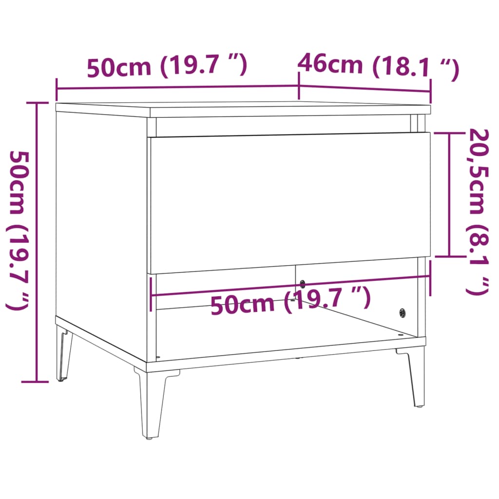 Bočni stolići 2 kom Smeđi hrasta 50x46x50 cm konstruirano drvo