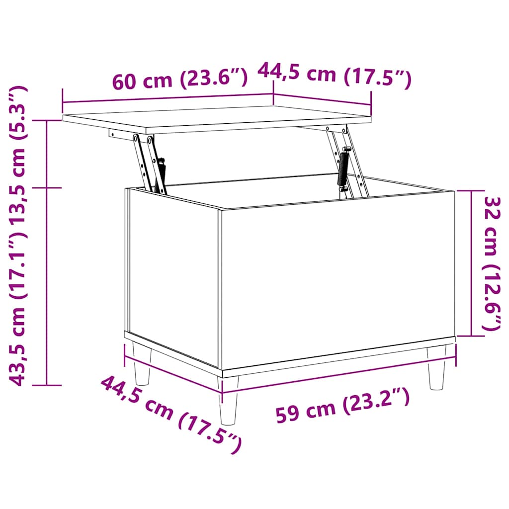 Stolić za kavu crni 60 x 44,5 x 45 cm od konstruiranog drva