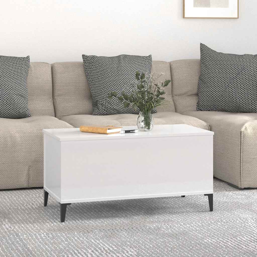 Stolić za kavu sjajni bijeli 90x44,5x45 cm konstruirano drvo