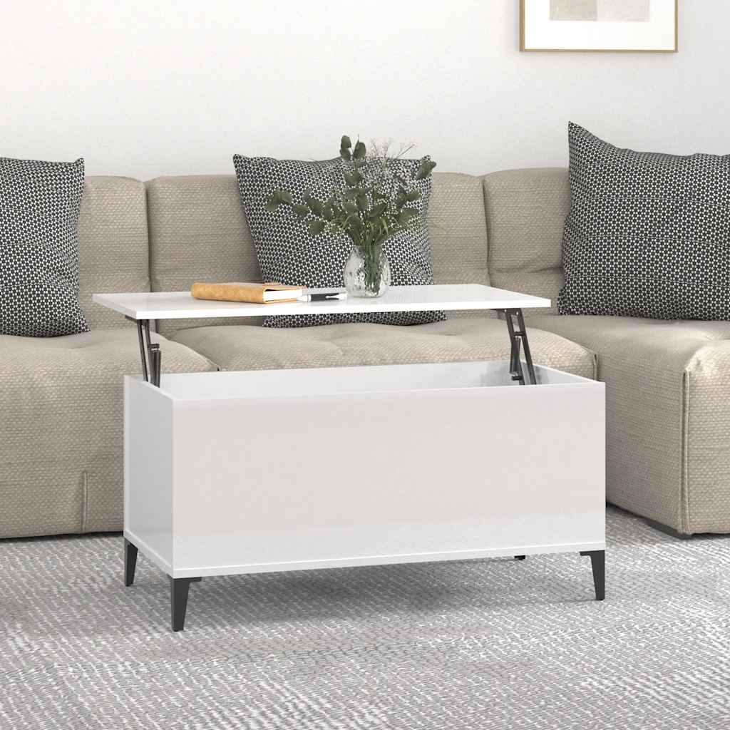 Stolić za kavu sjajni bijeli 90x44,5x45 cm konstruirano drvo