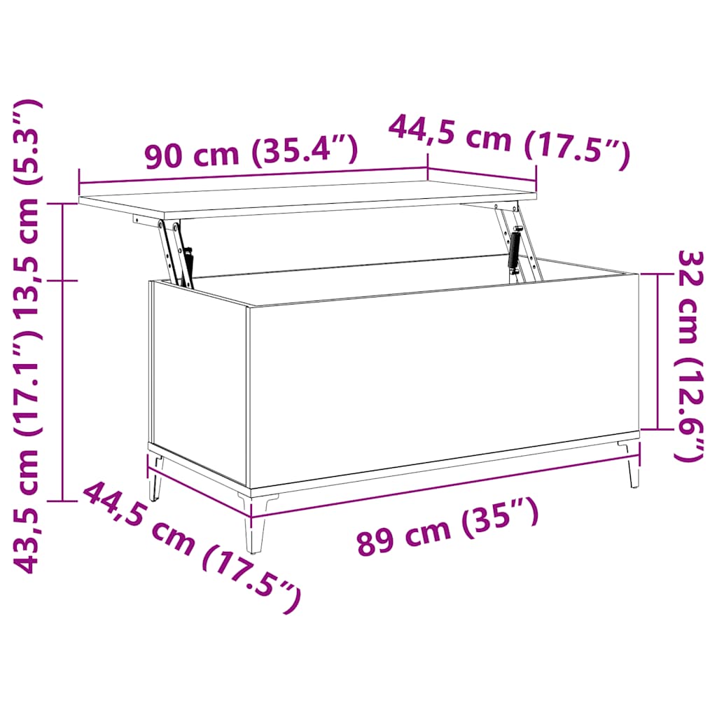 Stolić za kavu boja hrasta 90 x 44,5 x 45 cm konstruirano drvo