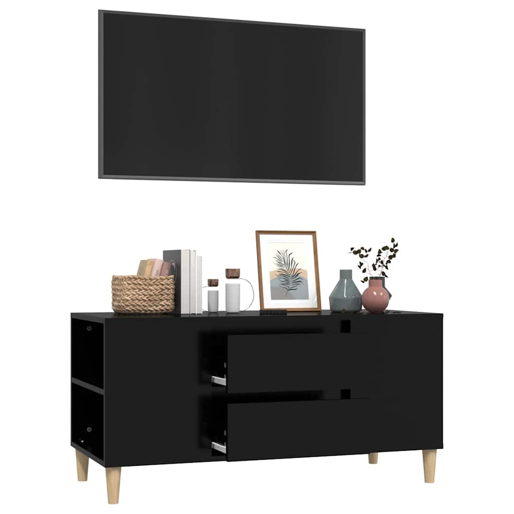 TV ormarić crni 102 x 44,5 x 50 cm od konstruiranog drva