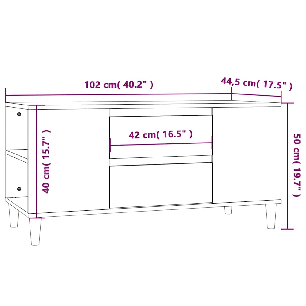 TV ormarić crni 102 x 44,5 x 50 cm od konstruiranog drva