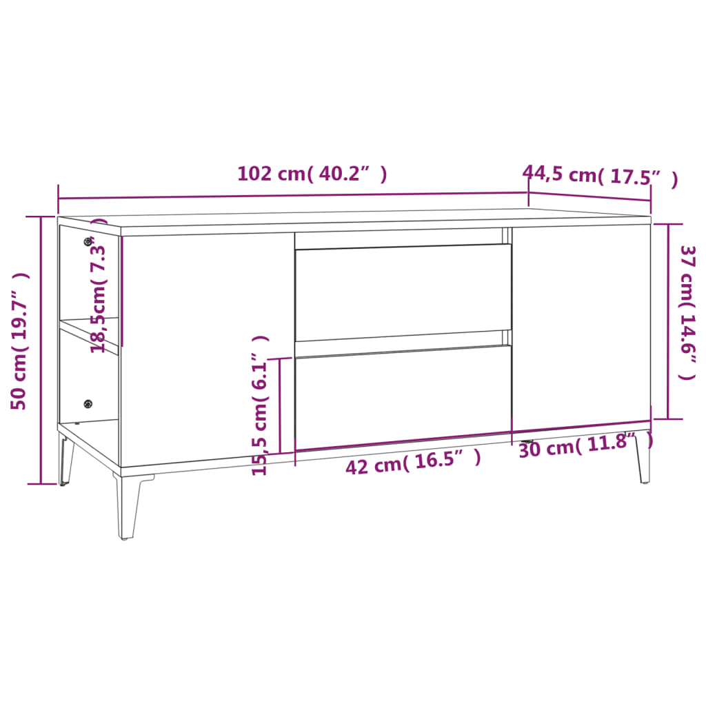 TV ormarić crni 102 x 44,5 x 50 cm od konstruiranog drva