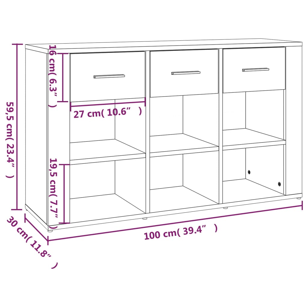 Komoda boja hrasta sonome 100 x 30 x 59,5 cm konstruirano drvo