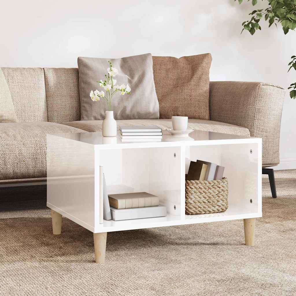 Stolić za kavu sjajni bijeli 60x50x36,5 cm konstruirano drvo