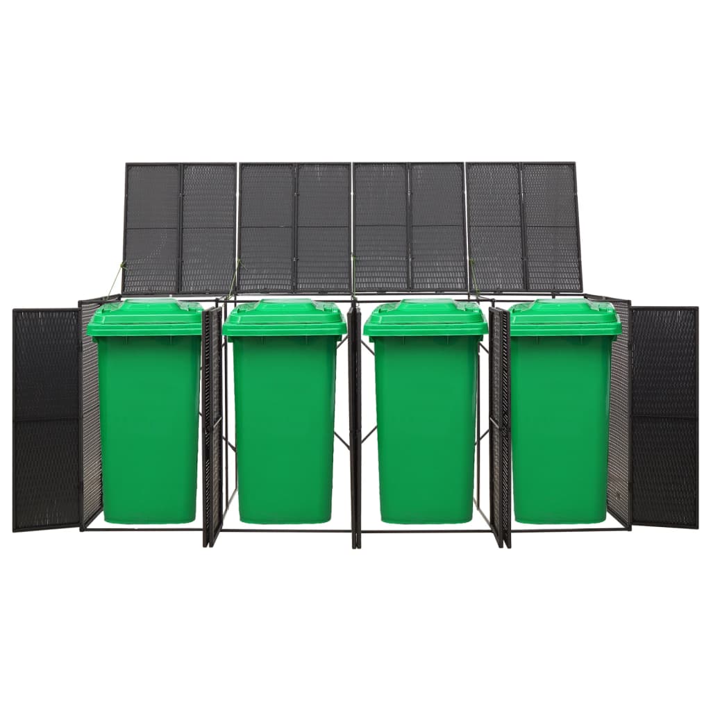 Spremište za 4 kante za smeće crno 274 x 80 x 117 cm poliratan