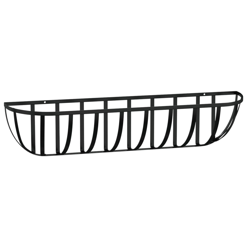 Zidna korita crna 2 kom obloge od kokosa 91x20x23 cm čelična