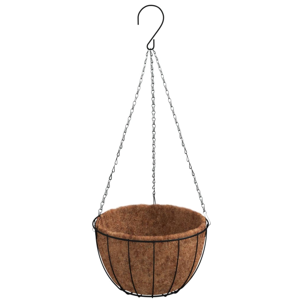 Viseće sadilice 4 kom s oblogama od kokosa crne Ø35x52 cm čelik