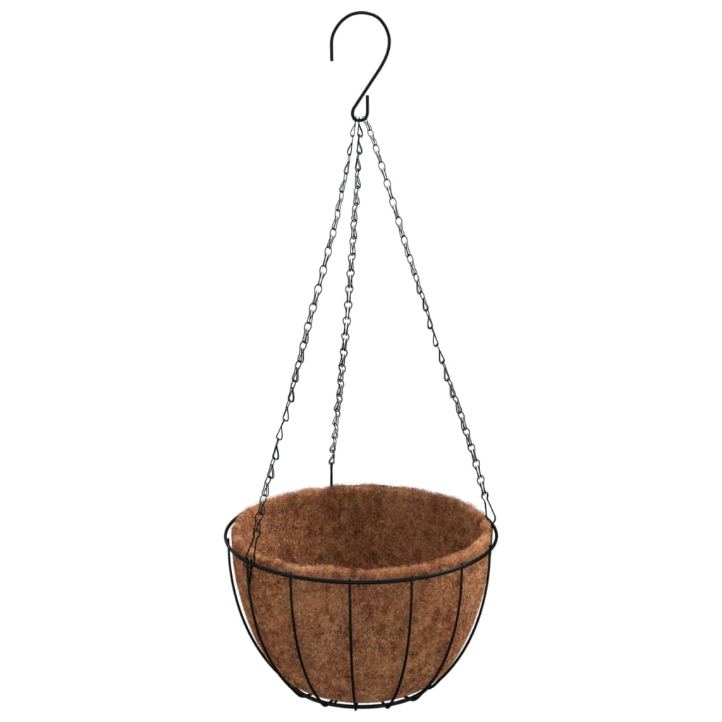 Viseće sadilice 4 kom s oblogama od kokosa crne Ø40x63 cm čelik